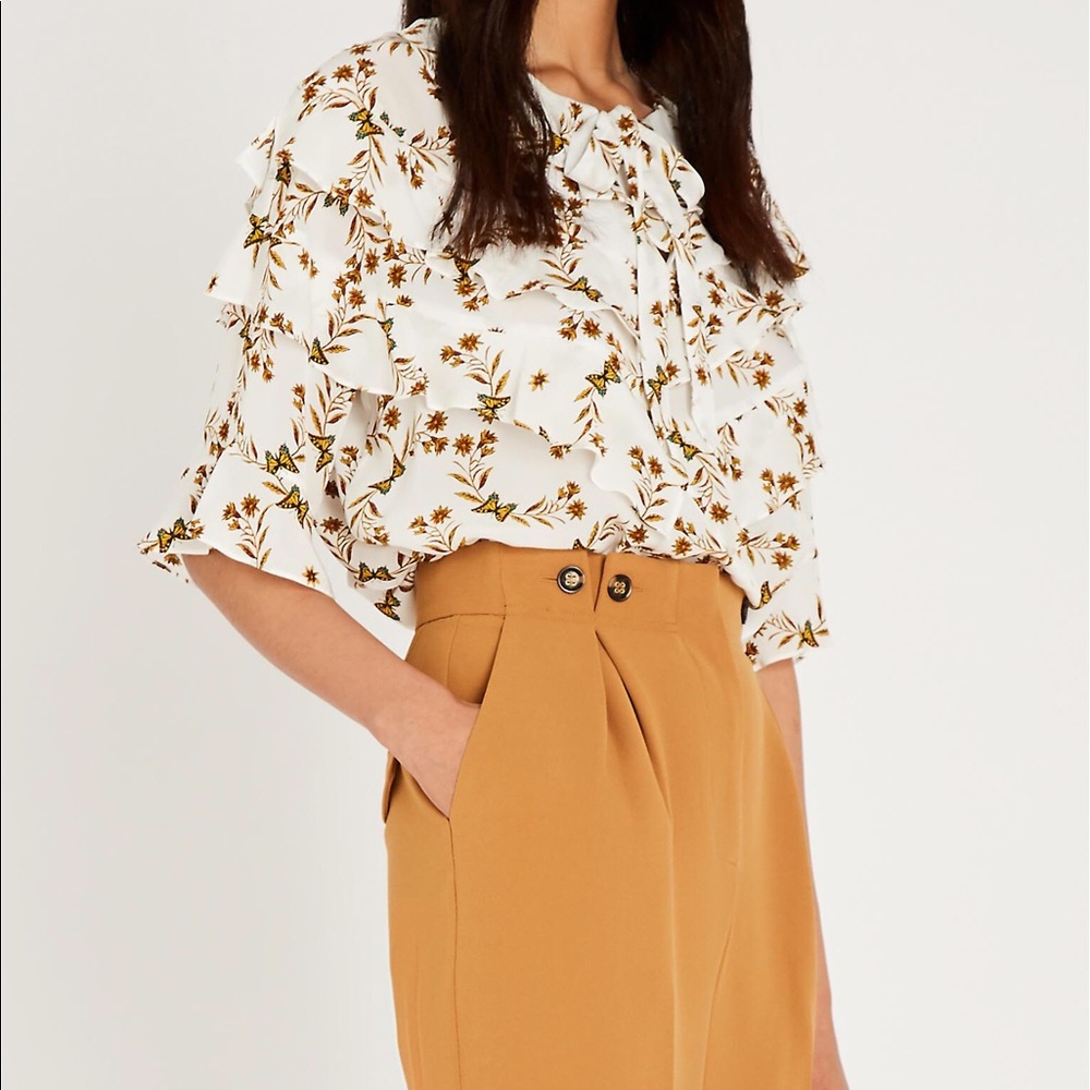 Sandro brand new Butterfly print crepe Top
